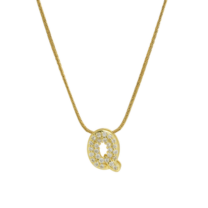 Diamond Bubble Letter Initial Necklace