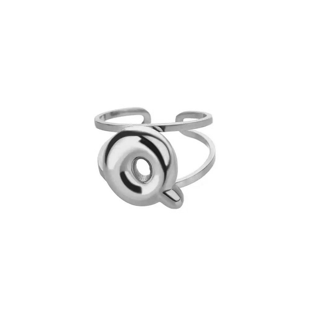 Adjustable Open Band Bubble Letter Initial Ring