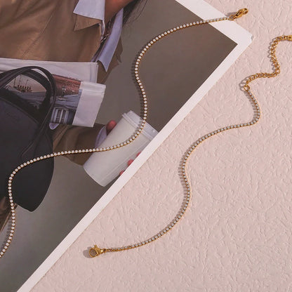 2mm Dainty Tennis Chain Bracelet and Necklace