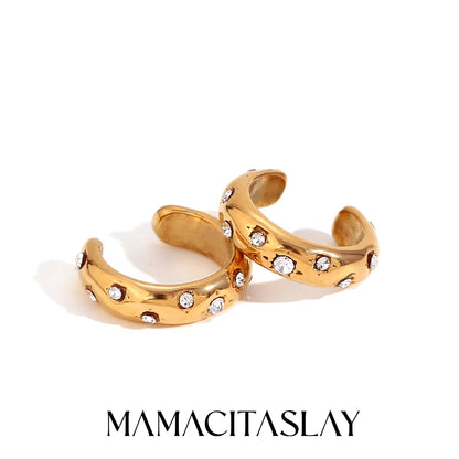 MamacitaSlay 18K Gold Plated Stainless Steel C-shaped Clip Earrings Party Creative Waterproof Jewelry Women's Simple Accessories