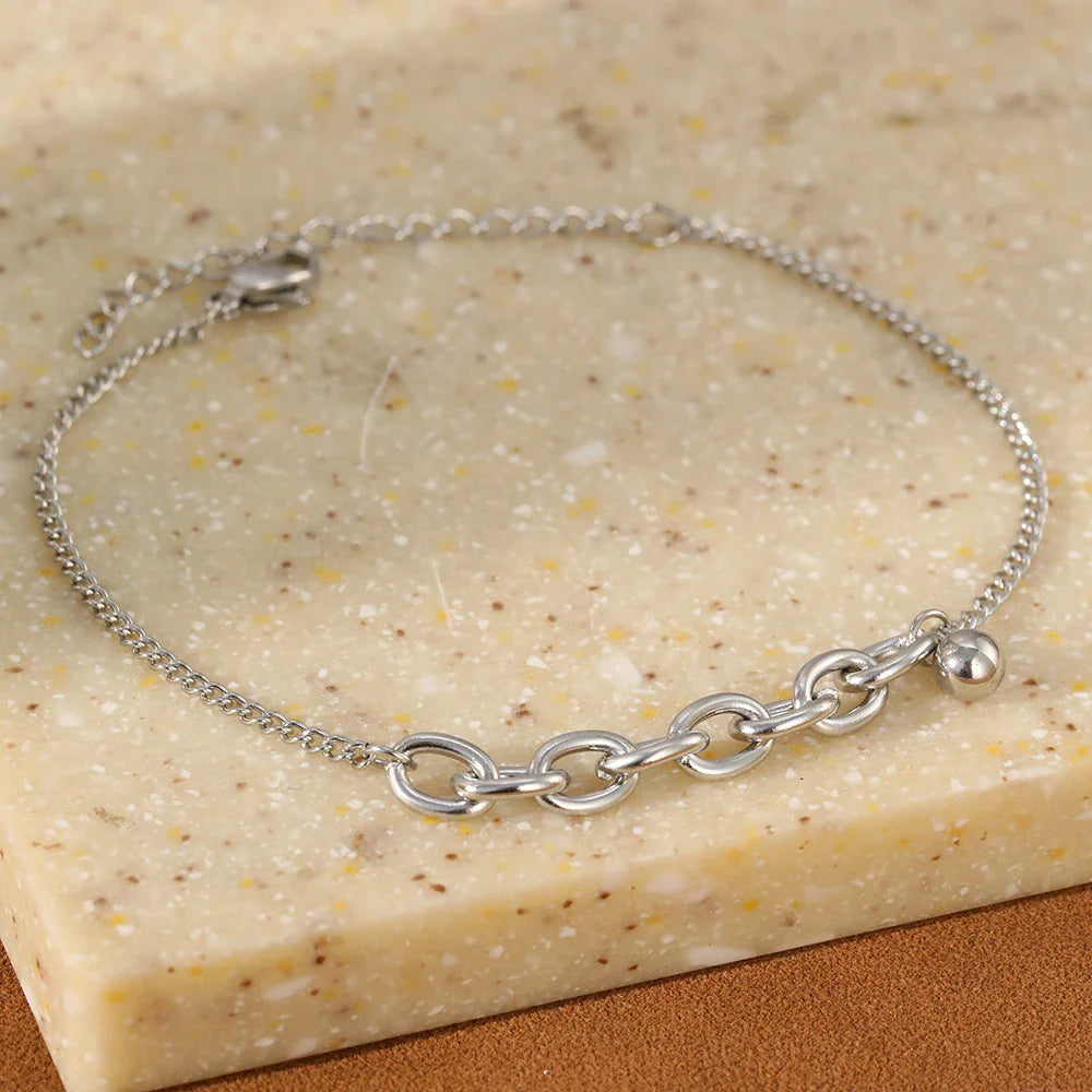 Dainty Curb & Bold Paperclip Chain Bracelet