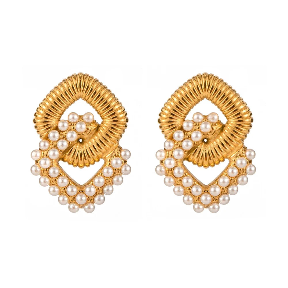 18k Textured Dual Squircle Earrings