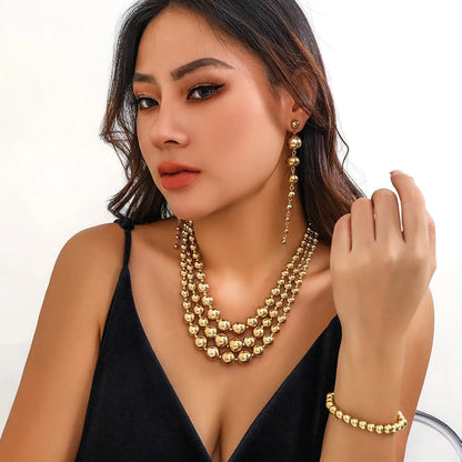 Bold Triple Stack Dangle Earrings, Necklace, Bracelet Set