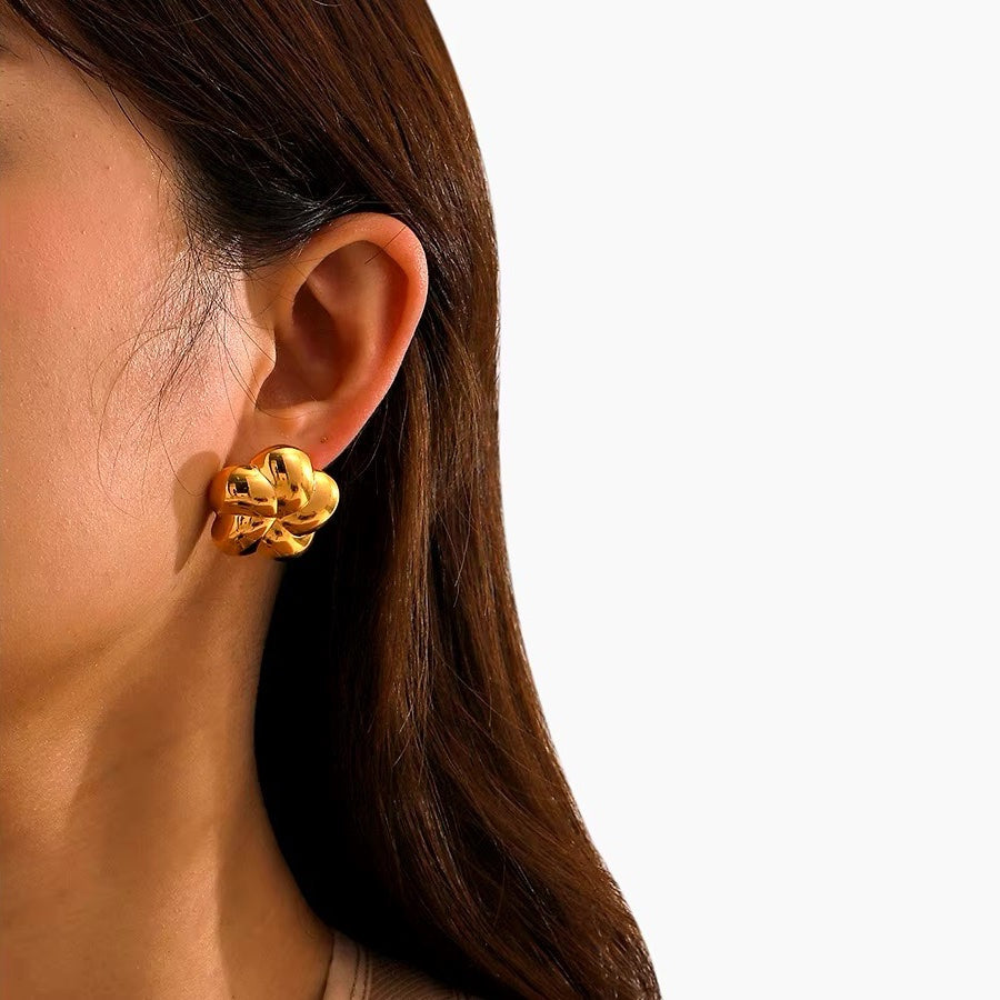 Spiral Bubble Floral Stud Earrings
