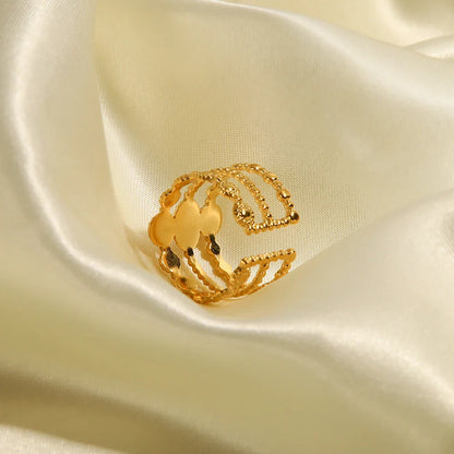 18k Triple Rose Stone Ring Stack