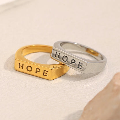 MamacitaSlay 316L roestvrij staal "HOPE" letterring, waterdichte feestsieraden, klassieke bedelring voor dames, 2025, nieuw trendcadeau