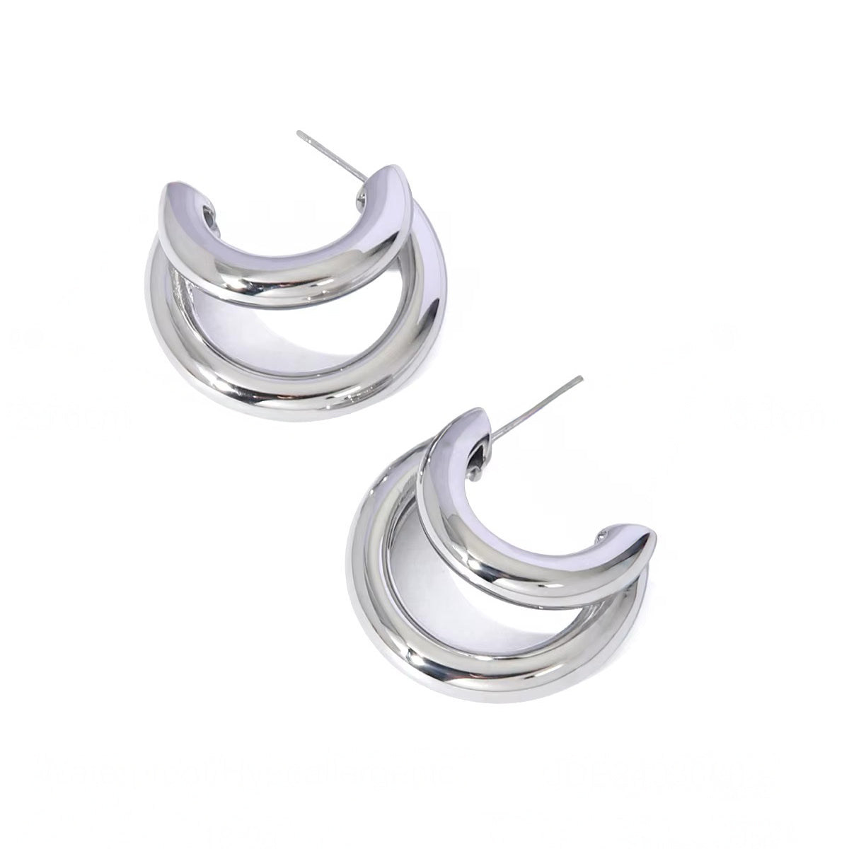 18k Crescent Outline C Shaped Earrings