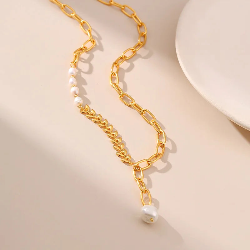 18k Minimal Mix Chain Lariat Necklace