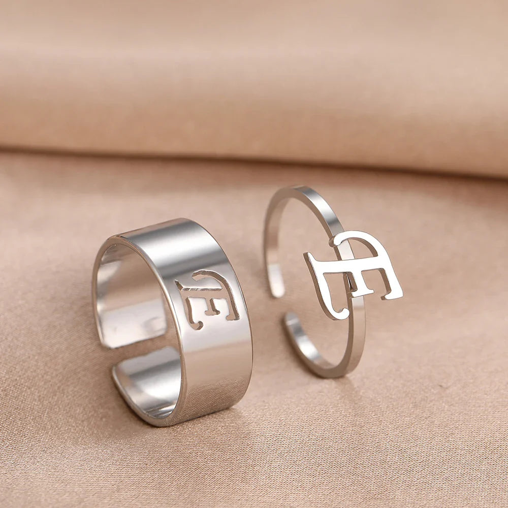 Adjustable Couples Matching Letter Rings