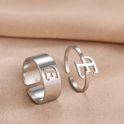 Adjustable Couples Matching Letter Rings