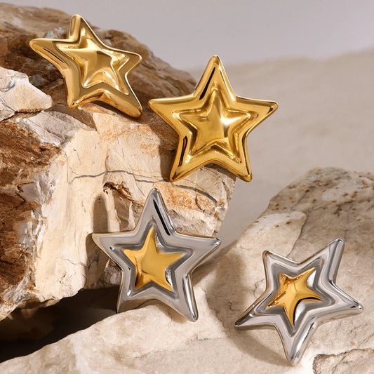 Bold Five Point Star Earrings