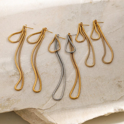 Classy Snake Chain Tassel Stud Earrings