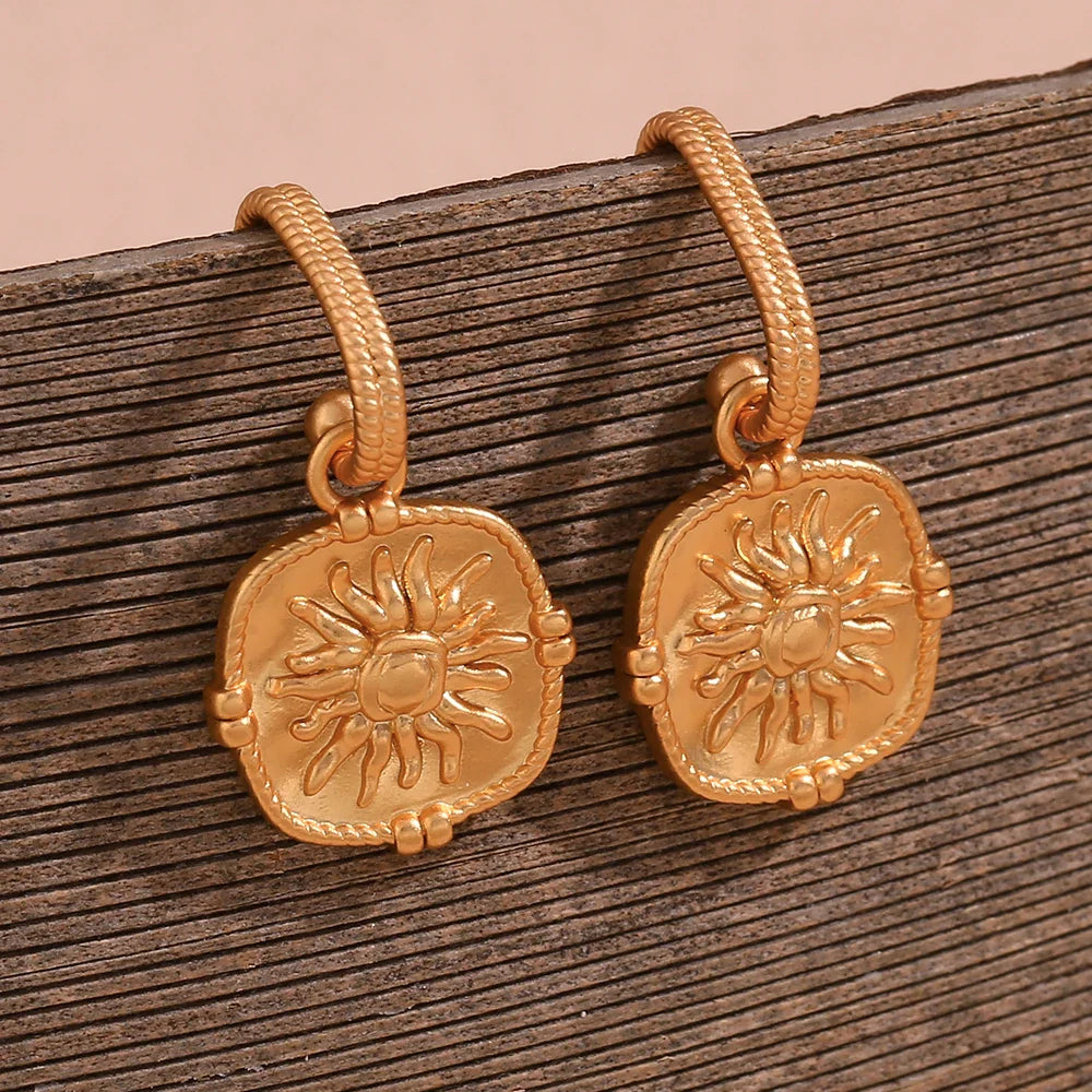 Dainty Sun Charm Textured Earring