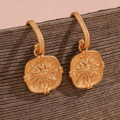 Dainty Sun Charm Textured Earring
