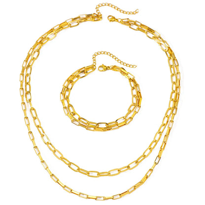 Layered Dual Paperclip Bracelet and Necklace Set