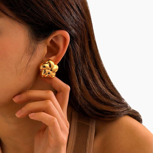 Spiral Bubble Floral Stud Earrings