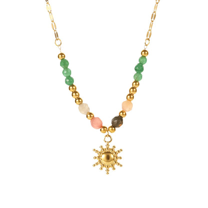 Dainty Boho Inspired Sun Pendant Necklace