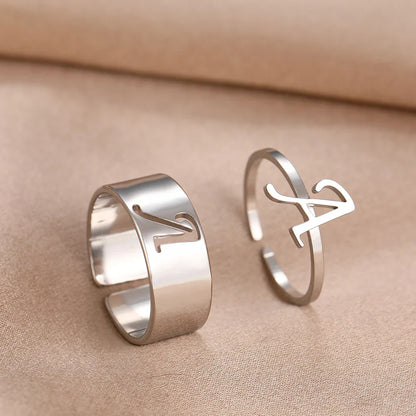 Adjustable Couples Matching Letter Rings