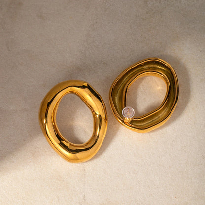 Open Oval Stud Earrings