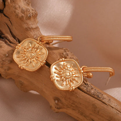 Dainty Sun Charm Textured Earring