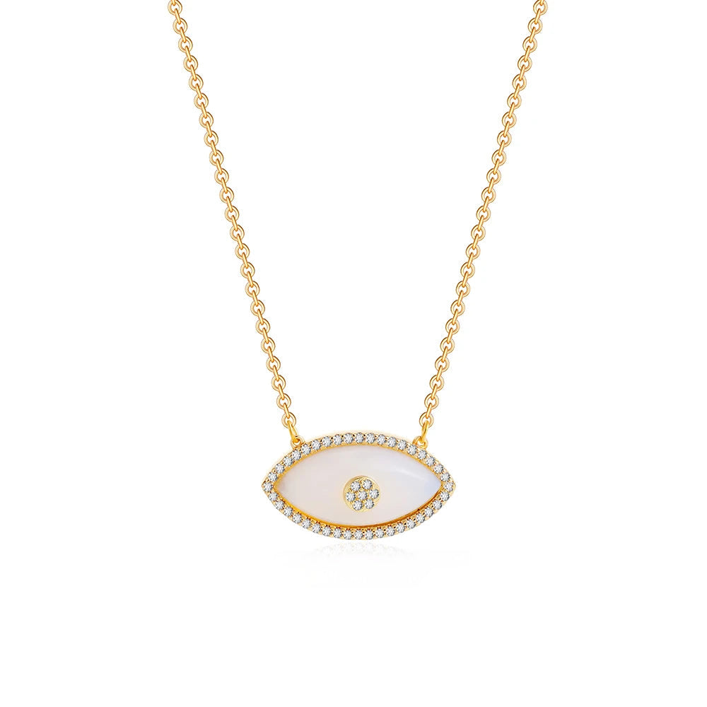 Dainty Evil Eye Diamond Accented Necklace