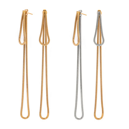 Classy Snake Chain Tassel Stud Earrings