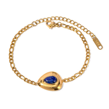 18k Figaro Chain Lapis Bracelet