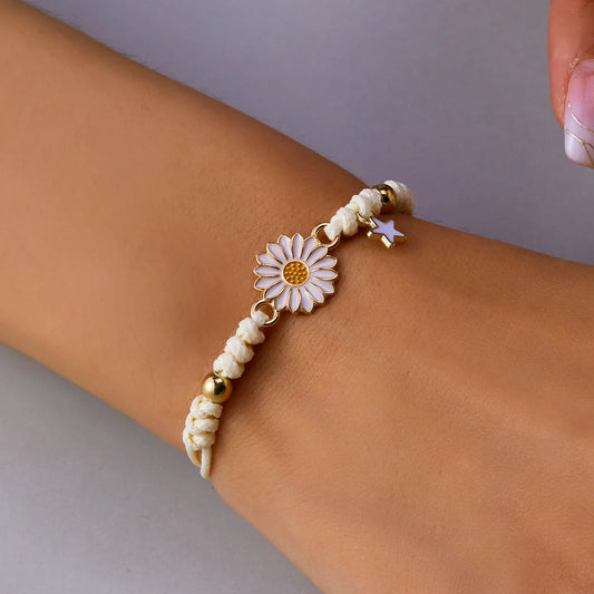 Braided Feminine Flower Star Bracelet