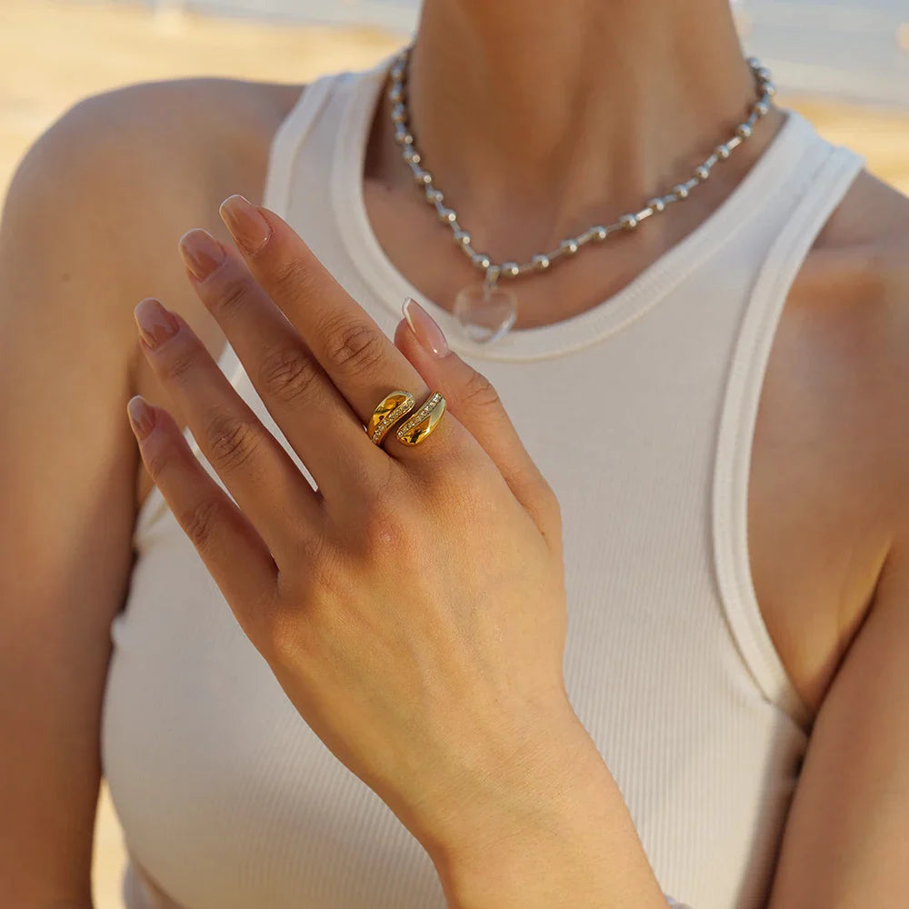 Chunky Diamond Accented Wrap Ring