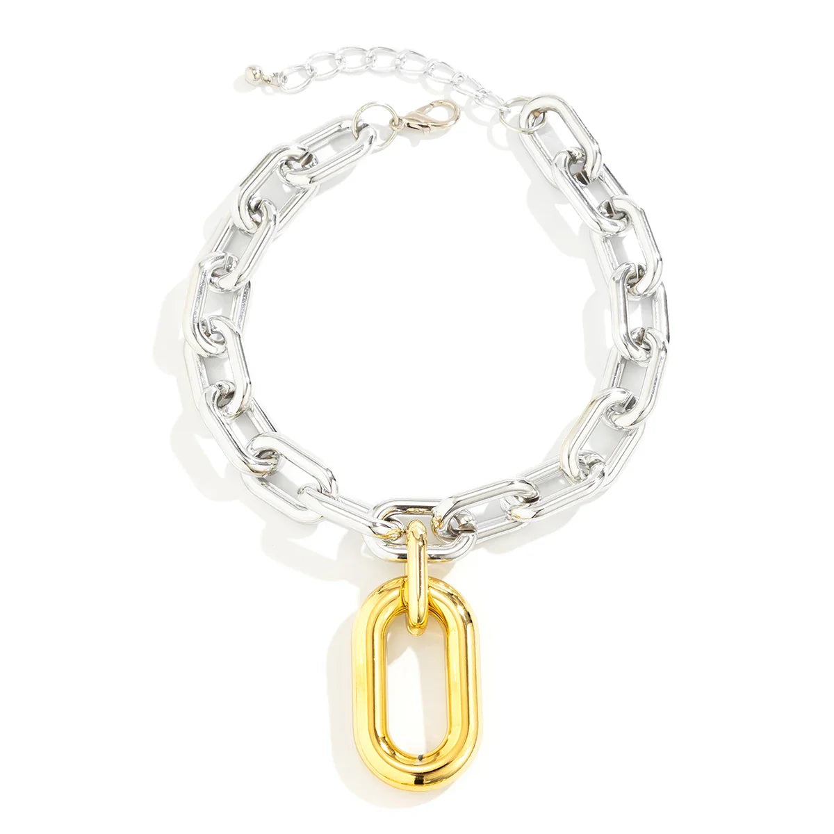 Chunky Two Tone Paperclip Bold Necklace