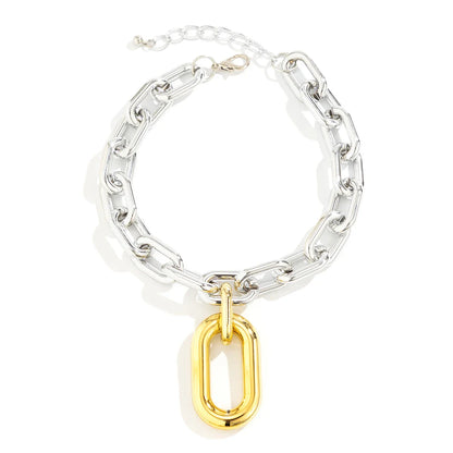 Chunky Two Tone Paperclip Bold Necklace