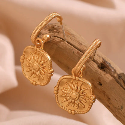 Dainty Sun Charm Textured Earring
