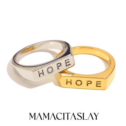 MamacitaSlay 316L roestvrij staal "HOPE" letterring, waterdichte feestsieraden, klassieke bedelring voor dames, 2025, nieuw trendcadeau