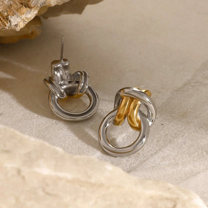 Two Tone Ring Knot Earrings