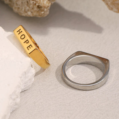 MamacitaSlay 316L roestvrij staal "HOPE" letterring, waterdichte feestsieraden, klassieke bedelring voor dames, 2025, nieuw trendcadeau