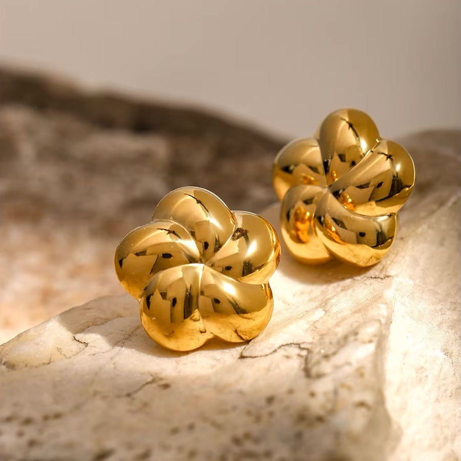 Spiral Bubble Floral Stud Earrings
