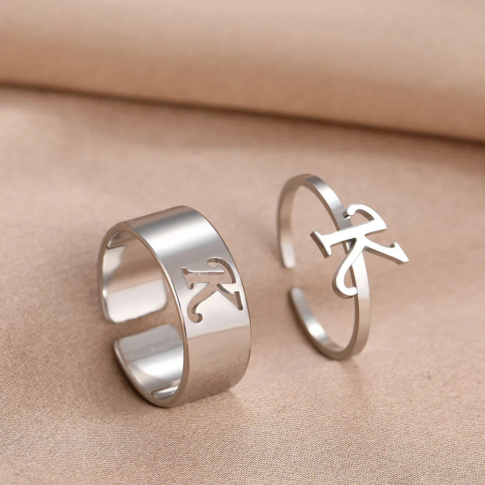 Adjustable Couples Matching Letter Rings