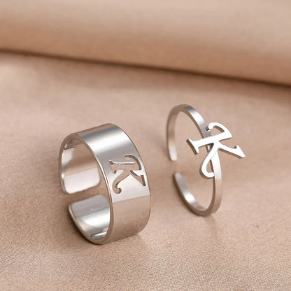 Adjustable Couples Matching Letter Rings
