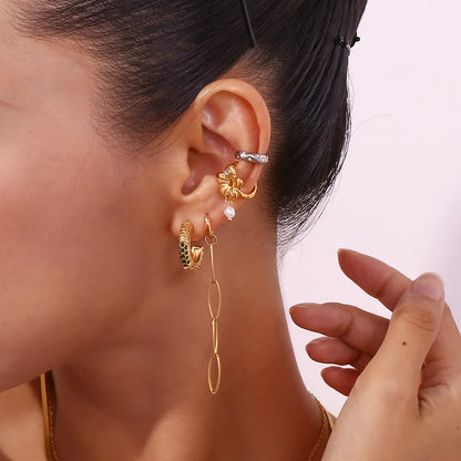 MamacitaSlay 18K Gold Plated Stainless Steel C-shaped Clip Earrings Party Creative Waterproof Jewelry Women's Simple Accessories