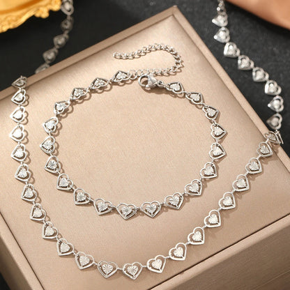 Dainty Spiral Hearts Bracelet and Necklace Set
