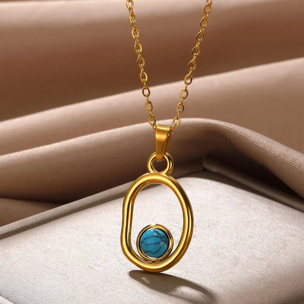 Dainty Circle Outline Stone Necklace