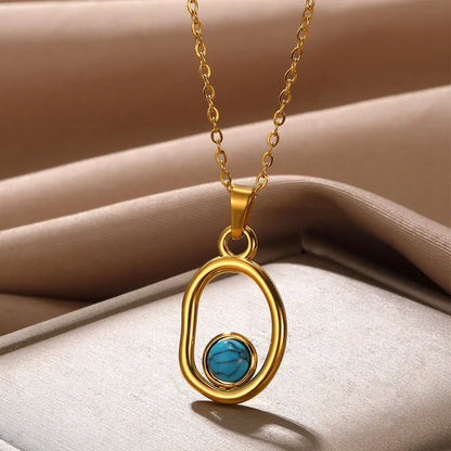 Dainty Circle Outline Stone Necklace