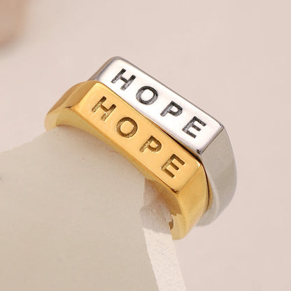 MamacitaSlay 316L roestvrij staal "HOPE" letterring, waterdichte feestsieraden, klassieke bedelring voor dames, 2025, nieuw trendcadeau