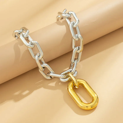 Chunky Two Tone Paperclip Bold Necklace