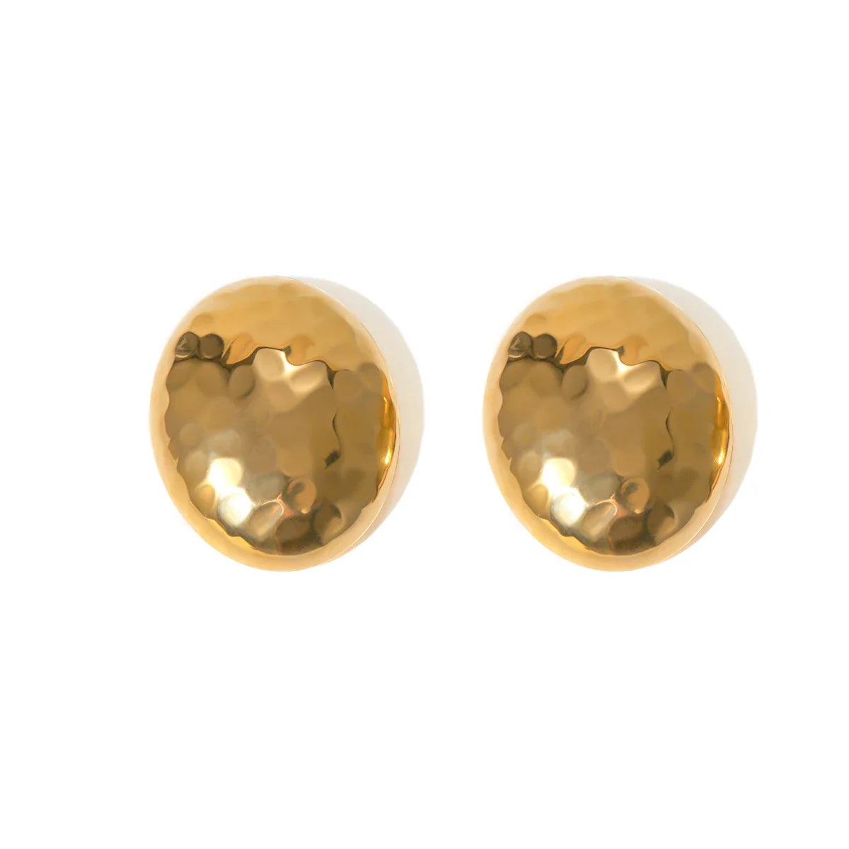 18k Hammered Oval Earring