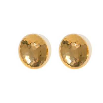 18k Hammered Oval Earring