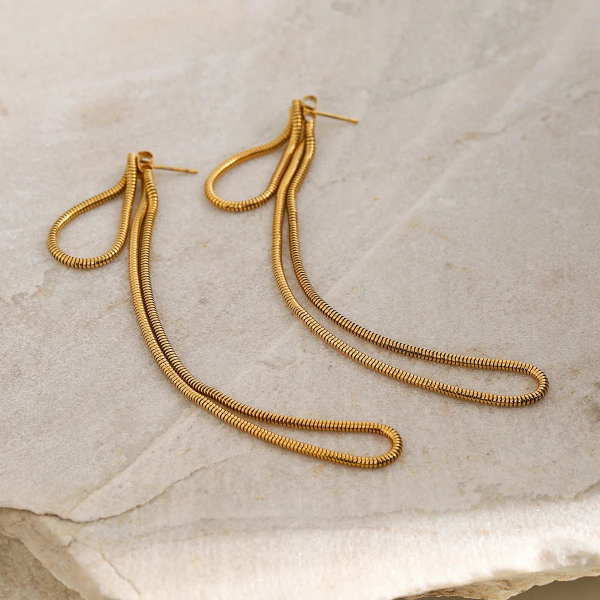 Classy Snake Chain Tassel Stud Earrings