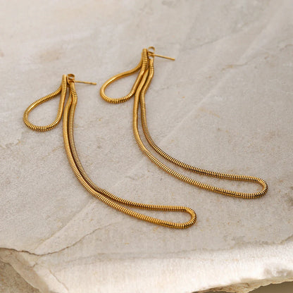 Classy Snake Chain Tassel Stud Earrings