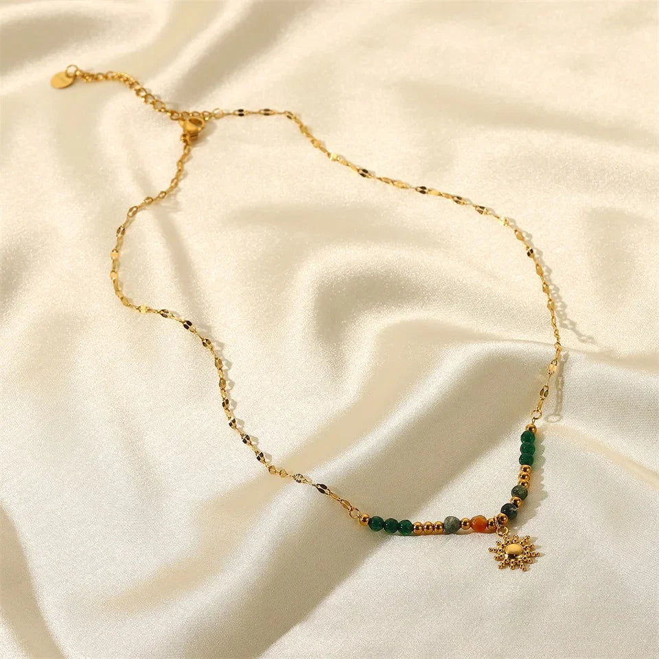 Dainty Boho Inspired Sun Pendant Necklace