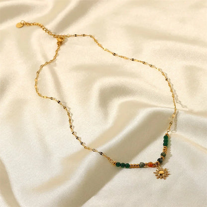 Dainty Boho Inspired Sun Pendant Necklace